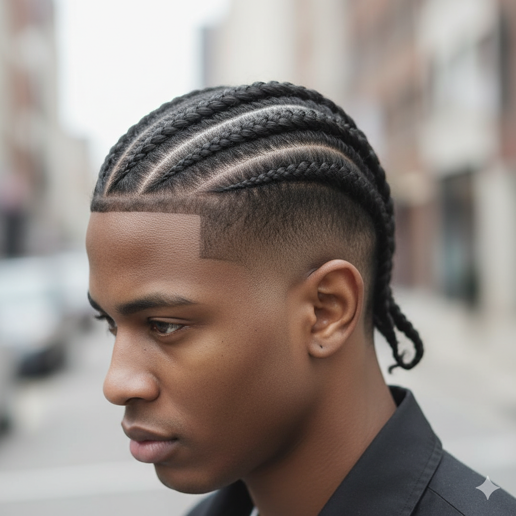 Burst Fade with Braids