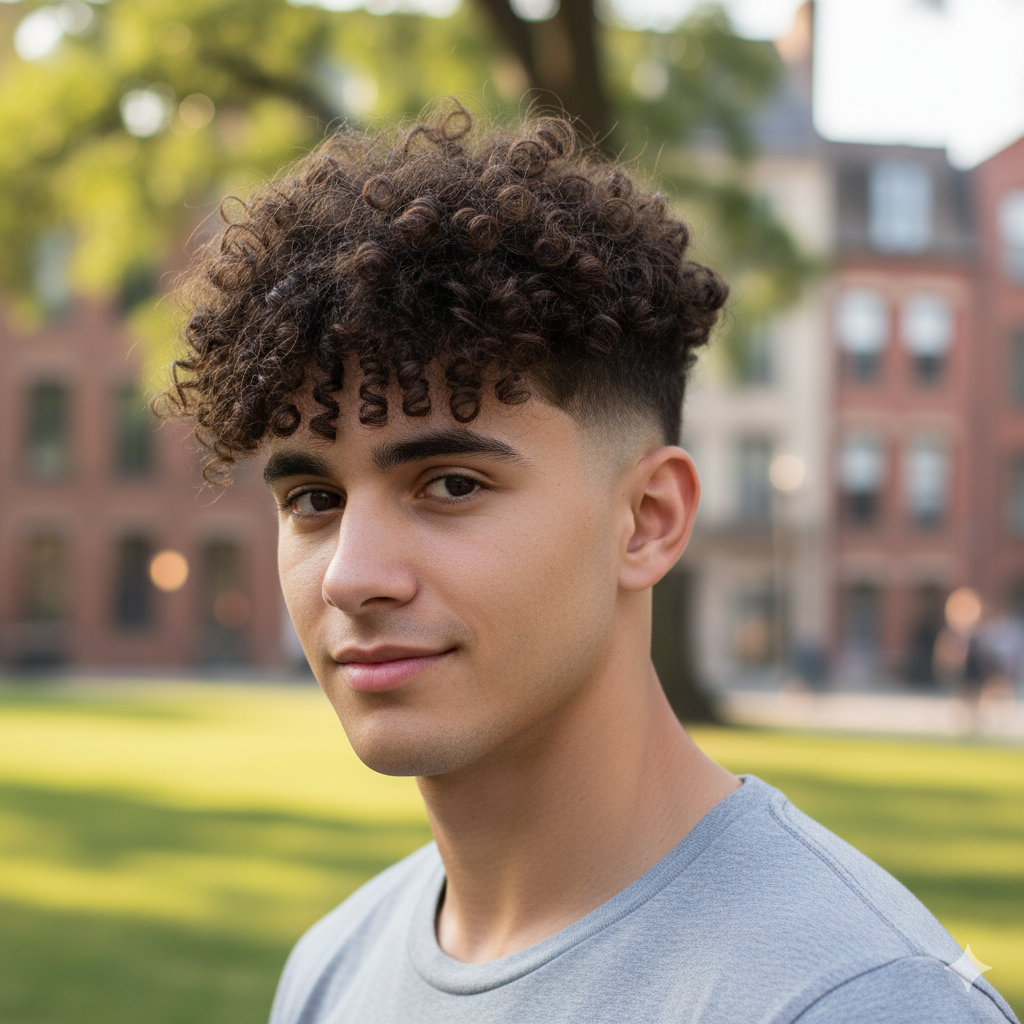 Burst Fade with Curly Hair